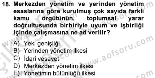 Sosyal Hizmet Yönetimi Dersi 2013 - 2014 Yılı Tek Ders Sınav Soruları 18. Soru