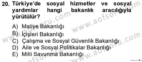 Sosyal Hizmet Yönetimi Dersi 2013 - 2014 Yılı Tek Ders Sınav Soruları 20. Soru