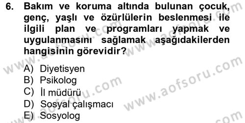 Sosyal Hizmet Yönetimi Dersi 2013 - 2014 Yılı Tek Ders Sınav Soruları 6. Soru