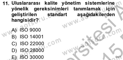 Sosyal Hizmet Yönetimi Dersi 2014 - 2015 Yılı (Vize) Ara Sınav Soruları 11. Soru