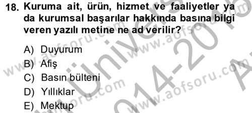 Sosyal Hizmet Yönetimi Dersi 2014 - 2015 Yılı (Vize) Ara Sınav Soruları 18. Soru