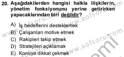 Sosyal Hizmet Yönetimi Dersi 2014 - 2015 Yılı (Vize) Ara Sınav Soruları 20. Soru