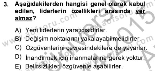 Sosyal Hizmet Yönetimi Dersi 2014 - 2015 Yılı (Vize) Ara Sınav Soruları 3. Soru