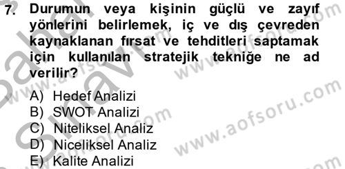 Sosyal Hizmet Yönetimi Dersi 2014 - 2015 Yılı (Vize) Ara Sınav Soruları 7. Soru