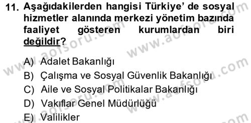 Sosyal Hizmet Yönetimi Dersi 2014 - 2015 Yılı (Final) Dönem Sonu Sınav Soruları 11. Soru
