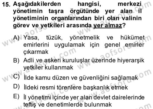 Sosyal Hizmet Yönetimi Dersi 2014 - 2015 Yılı (Final) Dönem Sonu Sınav Soruları 15. Soru