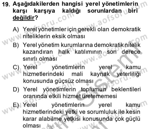 Sosyal Hizmet Yönetimi Dersi 2014 - 2015 Yılı (Final) Dönem Sonu Sınav Soruları 19. Soru