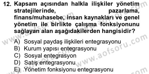 Sosyal Hizmet Yönetimi Dersi 2014 - 2015 Yılı Tek Ders Sınav Soruları 12. Soru