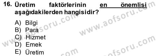 Sosyal Hizmet Yönetimi Dersi 2014 - 2015 Yılı Tek Ders Sınav Soruları 16. Soru