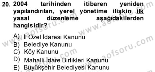 Sosyal Hizmet Yönetimi Dersi 2014 - 2015 Yılı Tek Ders Sınav Soruları 20. Soru