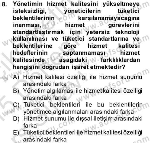 Sosyal Hizmet Yönetimi Dersi 2014 - 2015 Yılı Tek Ders Sınav Soruları 8. Soru