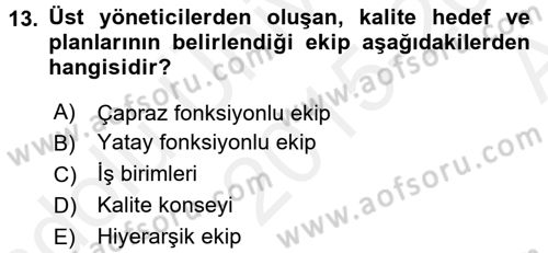 Sosyal Hizmet Yönetimi Dersi 2015 - 2016 Yılı (Vize) Ara Sınav Soruları 13. Soru