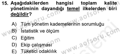 Sosyal Hizmet Yönetimi Dersi 2015 - 2016 Yılı (Vize) Ara Sınav Soruları 15. Soru