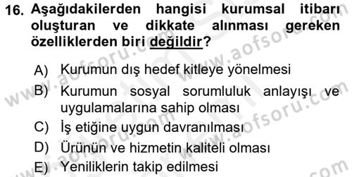 Sosyal Hizmet Yönetimi Dersi 2015 - 2016 Yılı (Vize) Ara Sınav Soruları 16. Soru