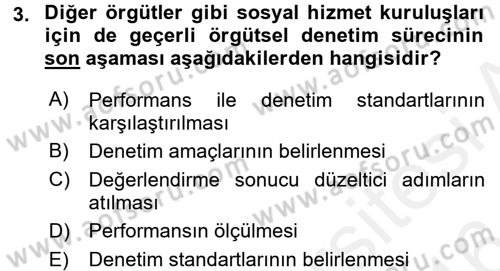 Sosyal Hizmet Yönetimi Dersi 2015 - 2016 Yılı (Vize) Ara Sınav Soruları 3. Soru