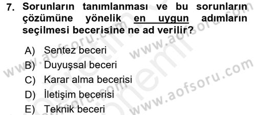 Sosyal Hizmet Yönetimi Dersi 2015 - 2016 Yılı (Vize) Ara Sınav Soruları 7. Soru