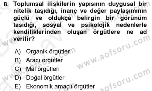 Sosyal Hizmet Yönetimi Dersi 2015 - 2016 Yılı (Vize) Ara Sınav Soruları 8. Soru