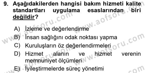 Sosyal Hizmet Yönetimi Dersi 2015 - 2016 Yılı (Vize) Ara Sınav Soruları 9. Soru