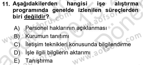 Sosyal Hizmet Yönetimi Dersi 2015 - 2016 Yılı (Final) Dönem Sonu Sınav Soruları 11. Soru