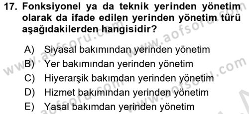 Sosyal Hizmet Yönetimi Dersi 2015 - 2016 Yılı (Final) Dönem Sonu Sınav Soruları 17. Soru