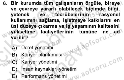 Sosyal Hizmet Yönetimi Dersi 2015 - 2016 Yılı (Final) Dönem Sonu Sınav Soruları 6. Soru