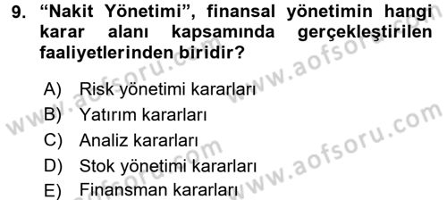 Sosyal Hizmet Yönetimi Dersi 2015 - 2016 Yılı (Final) Dönem Sonu Sınav Soruları 9. Soru