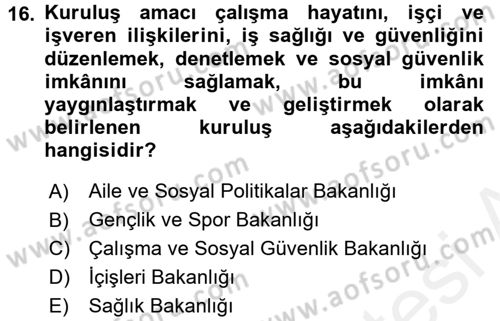Sosyal Hizmet Yönetimi Dersi 2015 - 2016 Yılı Tek Ders Sınav Soruları 16. Soru