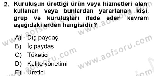 Sosyal Hizmet Yönetimi Dersi 2015 - 2016 Yılı Tek Ders Sınav Soruları 2. Soru