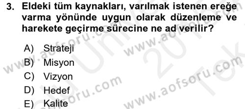 Sosyal Hizmet Yönetimi Dersi 2015 - 2016 Yılı Tek Ders Sınav Soruları 3. Soru