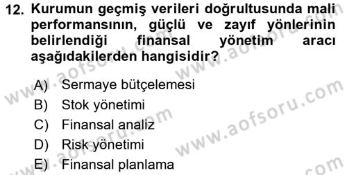 Sosyal Hizmet Yönetimi Dersi 2016 - 2017 Yılı 3 Ders Sınav Soruları 12. Soru