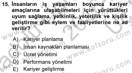 Sosyal Hizmet Yönetimi Dersi 2016 - 2017 Yılı 3 Ders Sınav Soruları 15. Soru