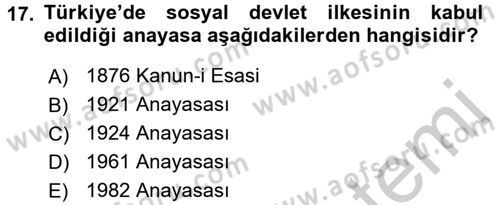Sosyal Hizmet Yönetimi Dersi 2016 - 2017 Yılı 3 Ders Sınav Soruları 17. Soru