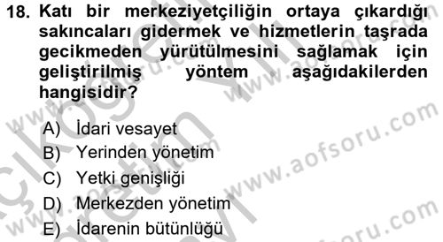 Sosyal Hizmet Yönetimi Dersi 2016 - 2017 Yılı 3 Ders Sınav Soruları 18. Soru