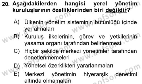 Sosyal Hizmet Yönetimi Dersi 2016 - 2017 Yılı 3 Ders Sınav Soruları 20. Soru
