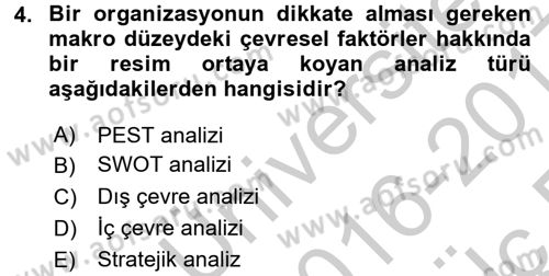 Sosyal Hizmet Yönetimi Dersi 2016 - 2017 Yılı 3 Ders Sınav Soruları 4. Soru