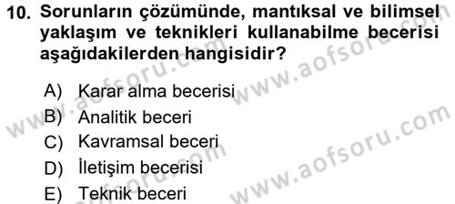 Sosyal Hizmet Yönetimi Dersi 2016 - 2017 Yılı (Vize) Ara Sınav Soruları 10. Soru
