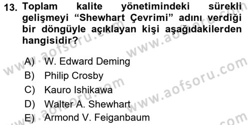 Sosyal Hizmet Yönetimi Dersi 2016 - 2017 Yılı (Vize) Ara Sınav Soruları 13. Soru