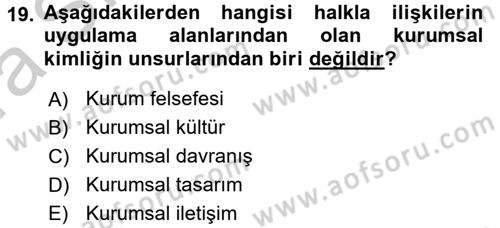Sosyal Hizmet Yönetimi Dersi 2016 - 2017 Yılı (Vize) Ara Sınav Soruları 19. Soru