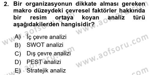 Sosyal Hizmet Yönetimi Dersi 2016 - 2017 Yılı (Vize) Ara Sınav Soruları 2. Soru