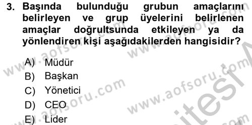 Sosyal Hizmet Yönetimi Dersi 2016 - 2017 Yılı (Vize) Ara Sınav Soruları 3. Soru
