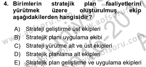 Sosyal Hizmet Yönetimi Dersi 2016 - 2017 Yılı (Vize) Ara Sınav Soruları 4. Soru