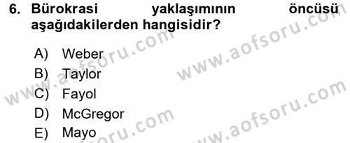 Sosyal Hizmet Yönetimi Dersi 2016 - 2017 Yılı (Vize) Ara Sınav Soruları 6. Soru