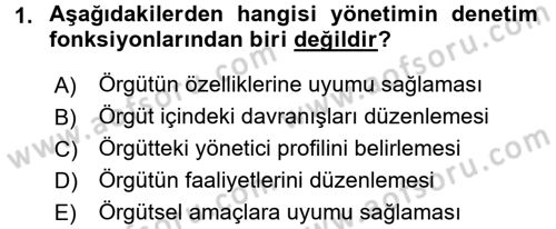 Sosyal Hizmet Yönetimi Dersi 2016 - 2017 Yılı (Final) Dönem Sonu Sınav Soruları 1. Soru