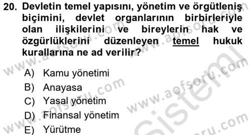 Sosyal Hizmet Yönetimi Dersi 2016 - 2017 Yılı (Final) Dönem Sonu Sınav Soruları 20. Soru