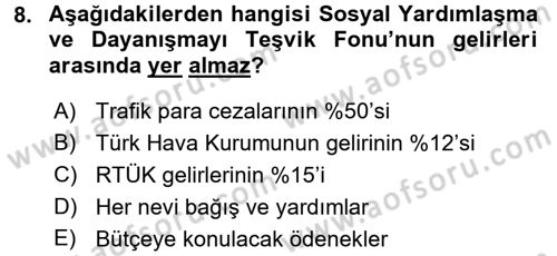 Sosyal Hizmet Yönetimi Dersi 2016 - 2017 Yılı (Final) Dönem Sonu Sınav Soruları 8. Soru