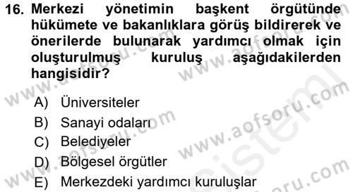 Sosyal Hizmet Yönetimi Dersi 2017 - 2018 Yılı 3 Ders Sınav Soruları 16. Soru