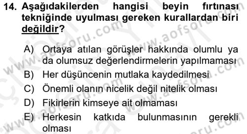 Sosyal Hizmet Yönetimi Dersi 2017 - 2018 Yılı (Vize) Ara Sınav Soruları 14. Soru