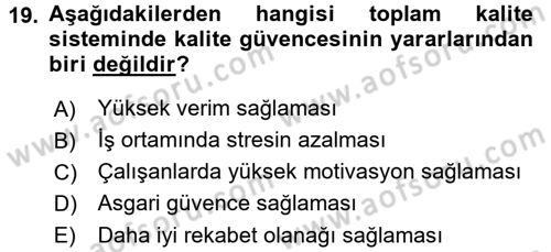 Sosyal Hizmet Yönetimi Dersi 2017 - 2018 Yılı (Vize) Ara Sınav Soruları 19. Soru