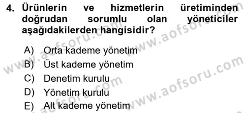 Sosyal Hizmet Yönetimi Dersi 2017 - 2018 Yılı (Vize) Ara Sınav Soruları 4. Soru