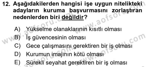 Sosyal Hizmet Yönetimi Dersi 2017 - 2018 Yılı (Final) Dönem Sonu Sınav Soruları 12. Soru